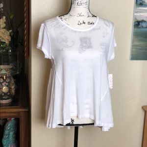 Free People White High-Low Tee